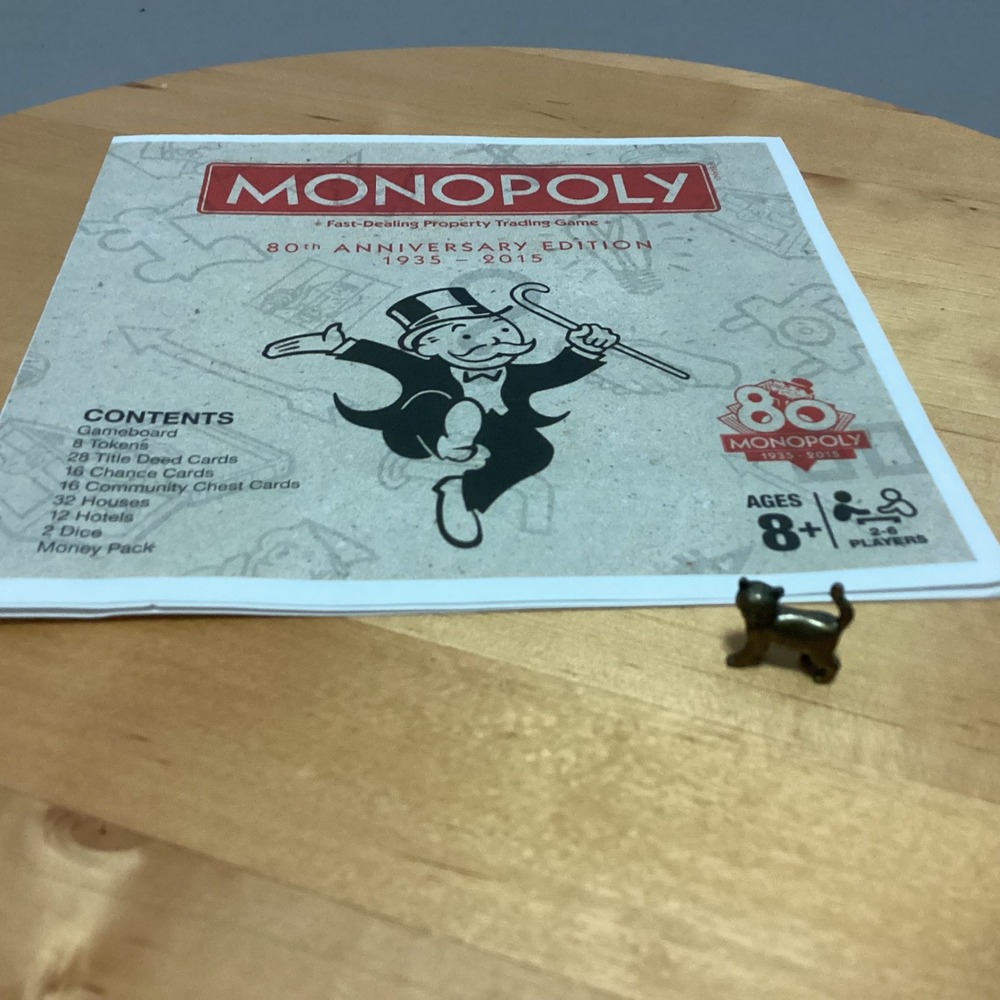 Monopoly Game Piece Cat 80th Anniversary Edition Bronze Metal Replacement Token